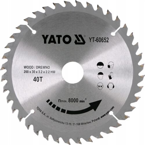 YATO Cirkelzaagblad Ø200 mm - 40T - binnendiameter 30 mm