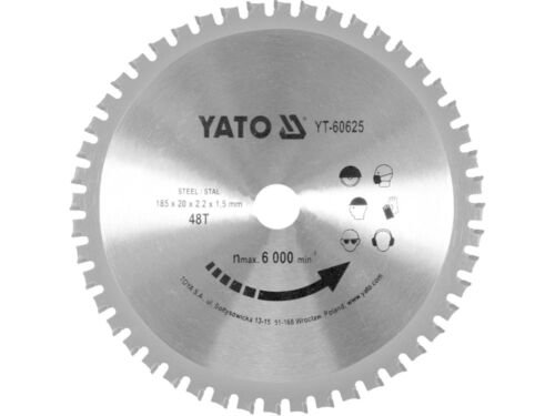 YATO Cirkelzaagblad Ø185 mm - 48T - binnendiameter 20 mm - Voor Staal