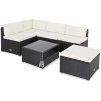 Casaria 16-delige Loungeset XL  - Zwart/crème