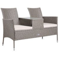 Casaria Tuinmeubelset- Love Bench - Polyrattan - GRIJS