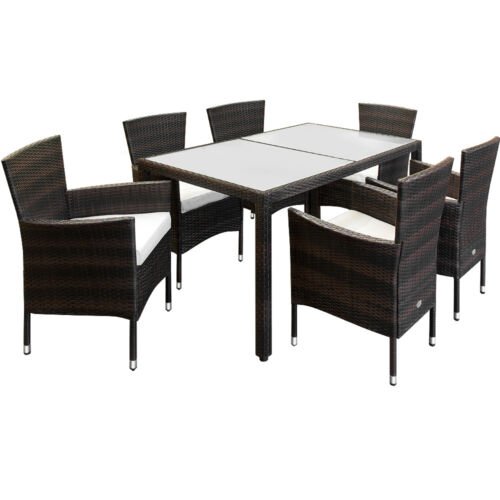 Casaria Tuinset 13-delig stapelbaar Polyrattan set van stoelen Bali bruin