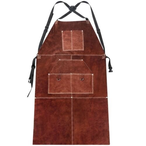 Yorbay Leren Lasjas - Lasschort Met 5 Zakken - 105 x 60 cm Bruin