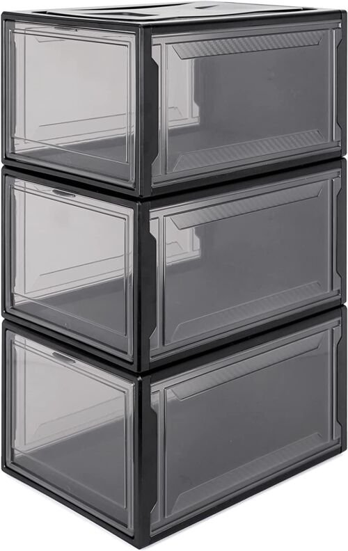 Yorbay Schoenenbox Set Van 3 - Schoenenopberger - 37 x 26 x 20 cm - Zwart