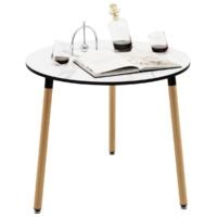 Coast Moderne Salontafel Rond Marmer Eettafel Met Roestvrijstalen Poten - Wit