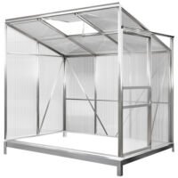 Gardebruk Serre met fundering/ Aluminium Tuinkas / Muurkas - met Goot - Schuifdeuren - Verplaatsbaar - 192 x 127 x 202cm