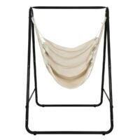 Coast Stevige stalen schommel met standaard voor binnen en buiten 125 x 114 x 165 cm Beige