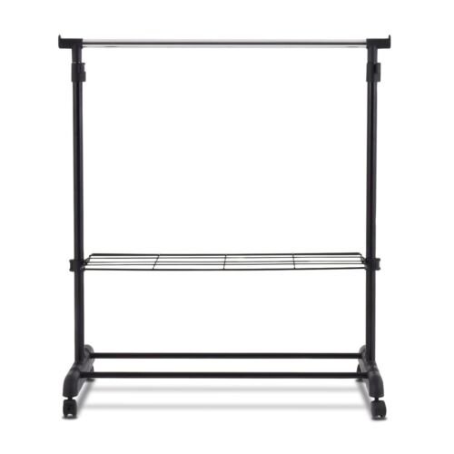 Coast Verstelbare Kapstok Met Wielen En Schoenplanken Garderobe - Zwart - 84 x 42 x (92-168) cm