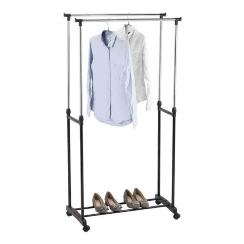 Haushalt Kledingrek - Dubbel - Vrijstaand - 90/160cm - Staal - Zwart