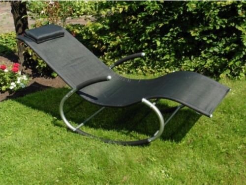 Garten Schommelligbed Siesta - Tuinstoel - Tuinligbed - - Incl Kussen - 167x62x80cm - Zwart