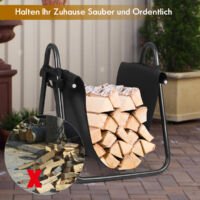 Coast Brandhoutrek met Draagtas Brandhouthouder met Metalen Frame - Zwart