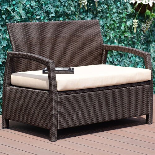 Coast 2-zits rotan tuinbank outdoor lounge bank bruin 108 x 64 x 84 cm