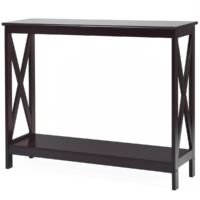 Coast X-vormige smalle consoletafel met 2 planken 100 x 30 x 80 cm Bruin