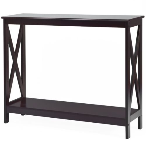 Coast X-vormige smalle consoletafel met 2 planken 100 x 30 x 80 cm Bruin