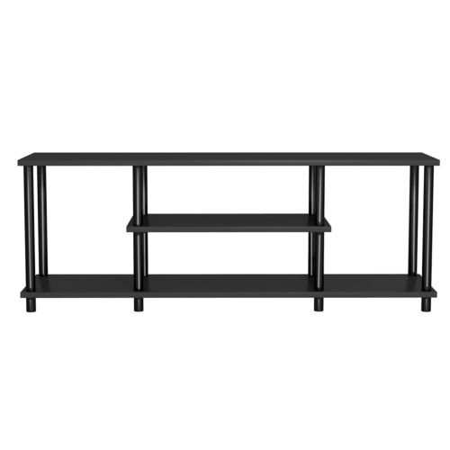 Coast 3 delig TV Stand met Massief Metalen Frame en Open Spaanplaat Planken Zwart