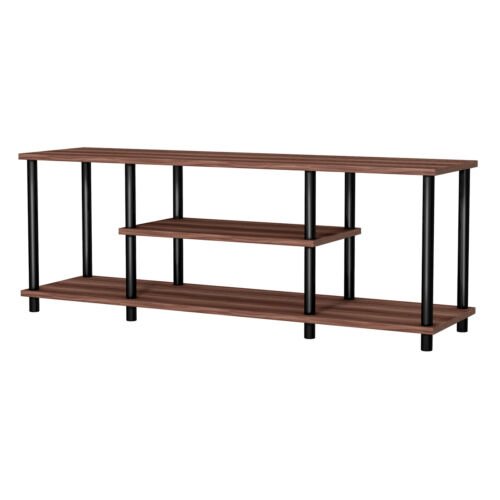 Coast 3 delig TV Stand met Massief Metalen Frame en Open Spaanplaat Planken Koffie