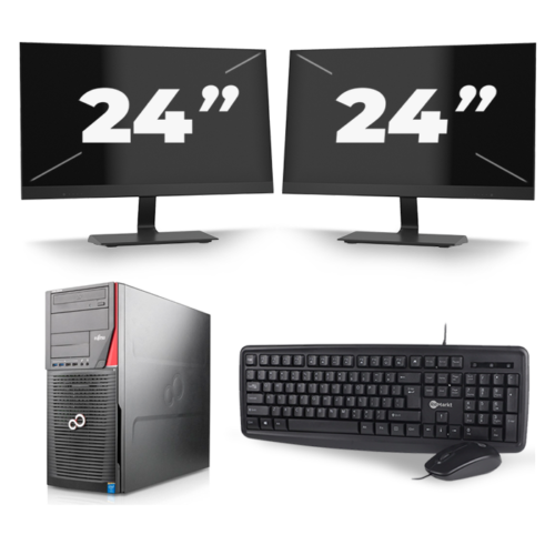Fujitsu Celsius W410 Micro Tower - Intel Core i7-2e Generatie - 8GB RAM - 240GB SSD - Windows 10 + 2x 24 inch Monitor