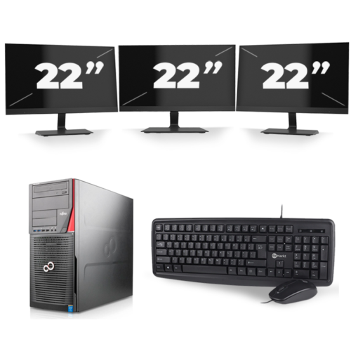 Fujitsu Celsius W410 Micro Tower - Intel Core i5-2e Generatie - 8GB RAM - 240GB SSD - Windows 10 Home + 3x 22 inch Monitor