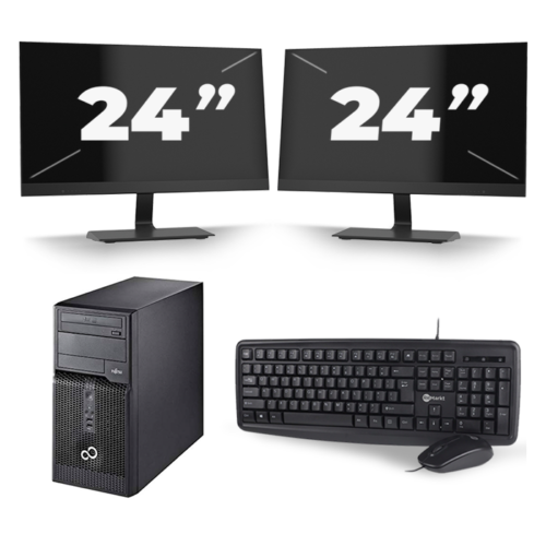 Fujitsu Esprimo P400 Micro Tower - Intel Core i3-3e Generatie - 8GB RAM - 240GB SSD - Windows 10 + 2x 24 inch Monitor