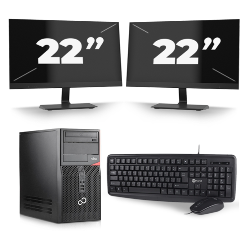 Fujitsu Esprimo P410 Micro Tower - Intel Core i5-3e Generatie - 8GB RAM - 240GB SSD - Windows 10 + 2x 22 inch Monitor