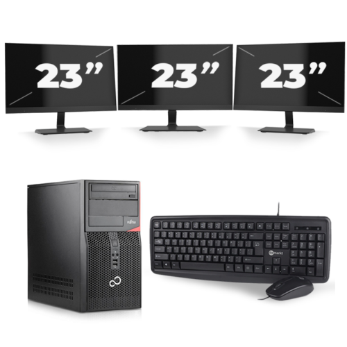 Fujitsu Esprimo P410 Micro Tower - Intel Core i5-3e Generatie - 8GB RAM - 240GB SSD - Windows 10 Home + 3x 23 inch Monitor