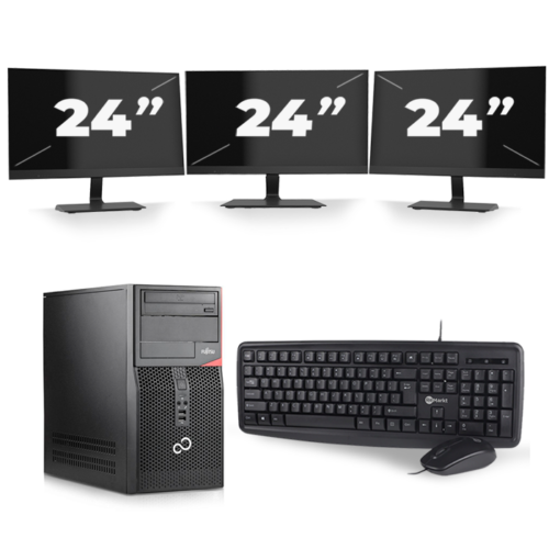 Fujitsu Esprimo P410 Micro Tower - Intel Core i5-3e Generatie - 8GB RAM - 240GB SSD - Windows 10 Home + 3x 24 inch Monitor