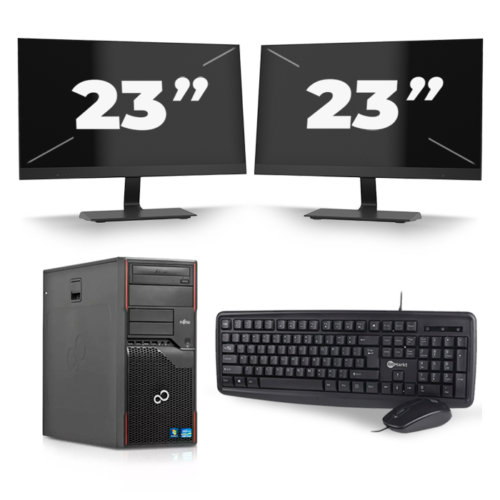Fujitsu Esprimo P700 Micro Tower - Intel Core i7-2e Generatie - 8GB RAM - 240GB SSD - Windows 10 Home + 2x 23 inch Monitor