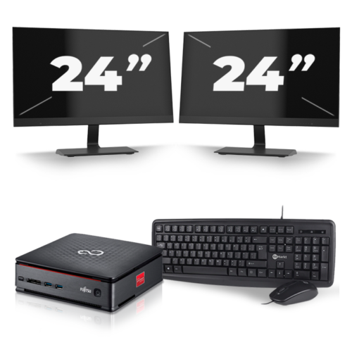Fujitsu Esprimo Q520 USFF - i7-4e Generatie - 16GB RAM - 512GB SSD - Windows 11 + 2x 24 inch Monitor