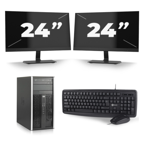 HP Compaq 6200 Pro Micro Tower - Intel Core i7-2e Generatie - 8GB RAM - 240GB SSD - Windows 10 + 2x 24 inch Monitor