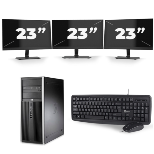 HP Compaq 8100 Elite Tower - Intel Core i7-1e Generatie - 8GB RAM - 240GB SSD - Windows 10 + 3x 23 inch Monitor