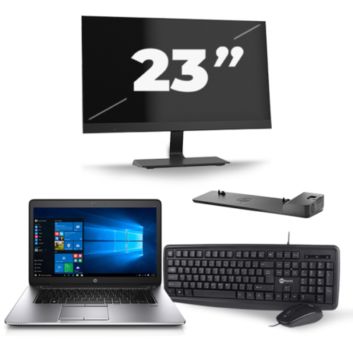 HP EliteBook 755 G4 - AMD A10-8730B - 15 inch - 8GB RAM - 240GB SSD - Windows 10 Home + 1x 23 inch Monitor