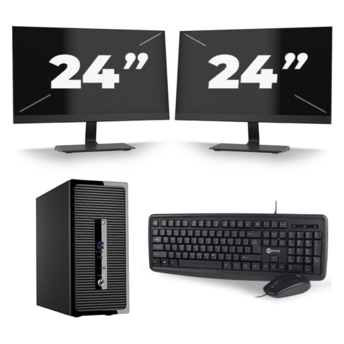HP ProDesk 490 G2 Micro Tower - Intel Core i5-4e Generatie - 8GB RAM - 240GB SSD - Windows 11 + 2x 24 inch Monitor