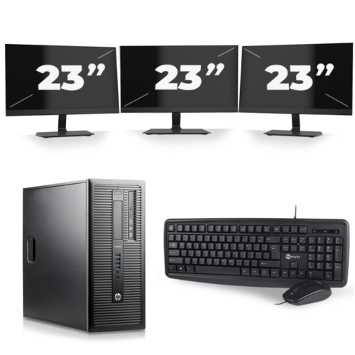 HP ProDesk 600 G1 Tower - Intel Core i5-4e Generatie - 8GB RAM - 240GB SSD - Windows 11 + 3x 23 inch Monitor