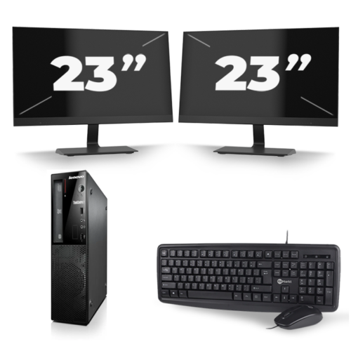 Lenovo ThinkCentre Edge 71 SFF - Intel Core i5-3e Generatie - 8GB RAM - 240GB SSD - Windows 10 + 2x 23 inch Monitor