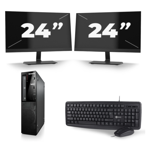 Lenovo ThinkCentre Edge 71 SFF - Intel Core i7-3e Generatie - 8GB RAM - 240GB SSD - Windows 10 + 2x 24 inch Monitor