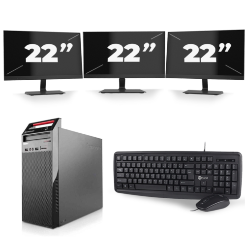 Lenovo ThinkCentre Edge 72 Tower - Intel Core i7-3e Generatie - 8GB RAM - 240GB SSD - Windows 10 + 3x 22 inch Monitor