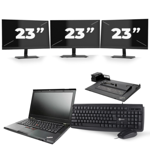 Lenovo ThinkPad L530 - Intel Core i3-3e Generatie - 15 inch - 8GB RAM - 240GB SSD - Windows 10 Home + 3x 23 inch Monitor
