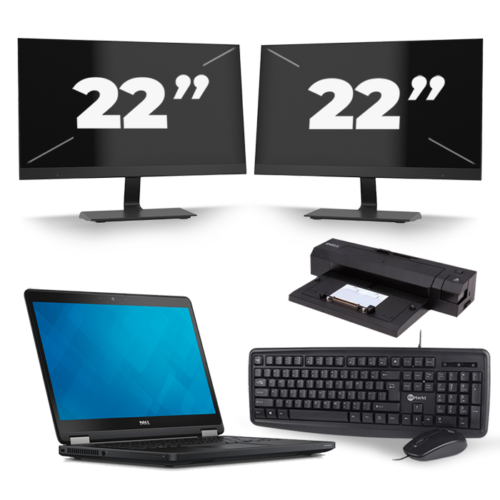 Dell Latitude E5250 - Intel Core i5-5e Generatie - 12 inch - 8GB RAM - 240GB SSD - Windows 11 + 2x 22 inch Monitor