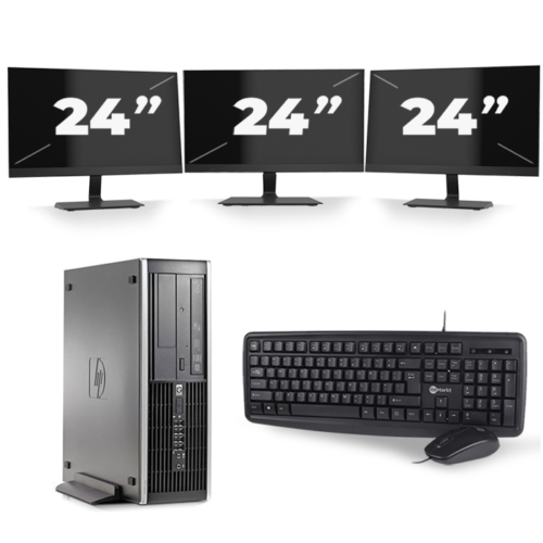 HP Compaq 6200 Pro SFF - Intel Core i5-2e Generatie - 8GB RAM - 240GB SSD - Windows 10 + 3x 24 inch Monitor