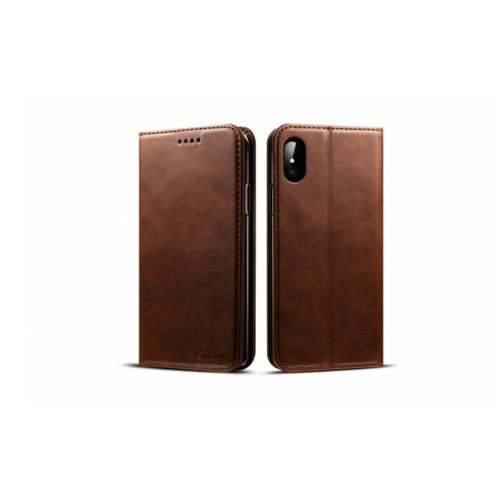 iPhone X/ XS Hoesje - 100% Leer - Donker Bruin