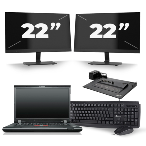 Lenovo ThinkPad T540p - Intel Core i5-4e Generatie - 15 inch - 8GB RAM - 240GB SSD - Windows 11 + 2x 22 inch Monitor