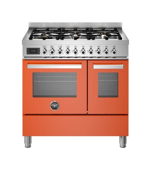 Bertazzoni Pro96l2eart Fornuis Dual Fuel 90cm Oranje | Nieuw (outlet)