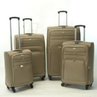 Kofferset Banerle - 4 Delig Softcase - 4 Wielen Reisbagage - Khaki