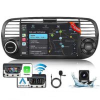 [2+64GB] Hikity 7"Android Autoradio mit Navi für FIAT 500 2007 2008 2009 2010 2011 2012 2013 2014 2015 Autoradio mit Wireless CarPlay Android Auto HiFi RDS SWC Mic Rückfahrkamera