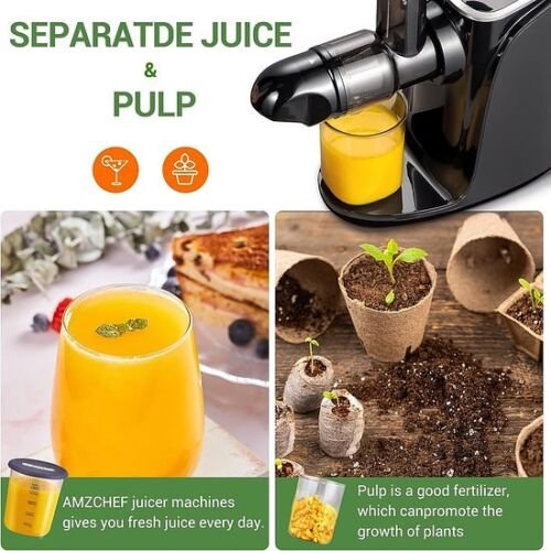 AMZCHEF Slow Juicer Sapcentrifuge met 2 Snelheden