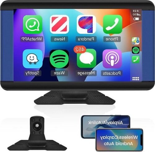 7 Zoll IPS Touchscreen - Draadloze Carplay Android Auto - Tragbares Autoradio - Bluetooth/FM Sender - Airplay - Android Mirror Link - Commande Vocale - GPS - AUX - USB/TF - 7-32V Auto Carplay scherm