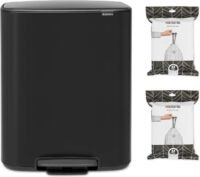 Brabantia Bo Prullenbak - 60 liter - met 80 Vuilniszakken - Matt Black