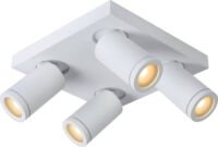 Lucide TAYLOR - Plafondspot Badkamer - LED Dim to warm - GU10 - 4x5W 2200K/3000K - IP44 - Wit