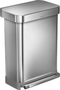 Simplehuman Rectangular - Prullenbak - 55 Liter Inhoud - Met Soft Close Deksel - RVS