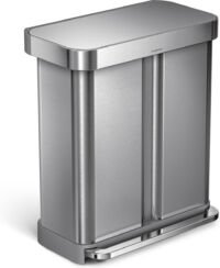 Simplehuman Rectangular - Prullenbak - 58 Liter Inhoud - Met 2 Compartimenten - Zilver