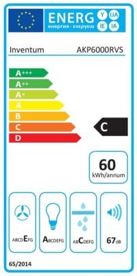 Inventum AKP6000RVS afzuigkap 222 m/uur Muurmontage Roestvrijstaal C